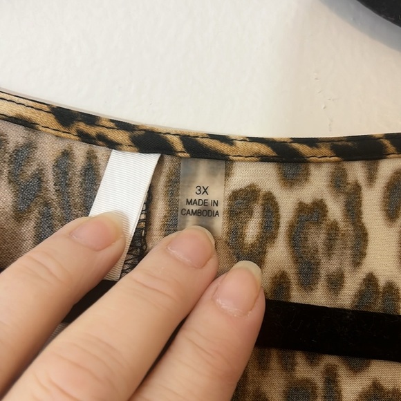 NWOT Animal Print Dress Plus Size 3X Lightweight Stretch Front metal Ring Detail - Picture 6 of 10